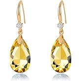 Austrian Crystal Teardrop Dangle Drop Earrings for Women 14K Gold Plated Hook Earring Hypoallergenic Jewelry Gifts for Women Girls