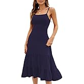 HELYO Women's Summer Sundresses 2026 Casual Beach Slim Sleeveless Ruffle Hem Spaghetti Strap Midi Dress 698