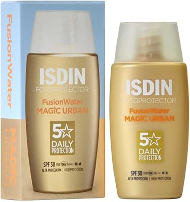 Fotoprotección Fusion Water Urban SPF 30, Protector Solar Facial en Crema Fluida con Ácido Hialurónico, Textura Ultraligera y Acción Antipolución para Entornos Urbanos, 50 ml