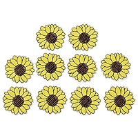 FidgetKute 10Pc Yellow Sunflower Patches Plant Iron-On Badge DIY Sewing Applique Bag Craft