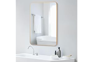 SCWF-GZ 16x24 Rectangle Mirror Full Length Wall Mounted Hanging or Against Wall Metal Frame Dressing Make-up Mirrors for Entryway Bedroom Bathroom Living Room 16 24 inch Gold