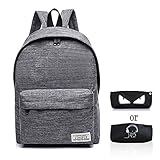 School Bag Canvas Book Bag School Backpacks With Pen Bag for boys girls (Grey)