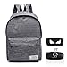 School Bag Canvas Book Bag School Backpacks With Pen Bag for boys girls (Grey)