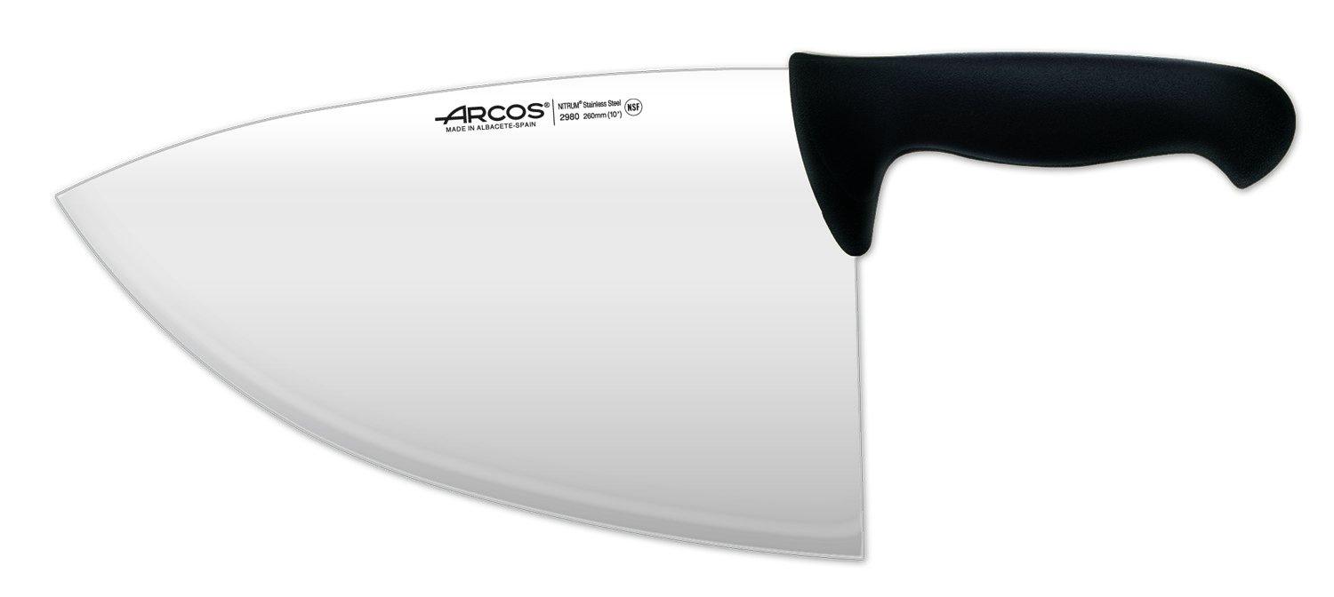 ArcosButcher Knife - 10 Inch Blade - Polypropylene Black Handle - Silver - Color Indicators for Food Identification - Series 2900