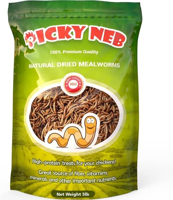 Backyard Birding & Wildlife - PICKY NEB 100% Non-GMO Dried Mealworms 5 lb - Whole Large Meal Worms Bulk - High-Protein Treats Perfect for Your Chickens, Ducks, Wild Birds