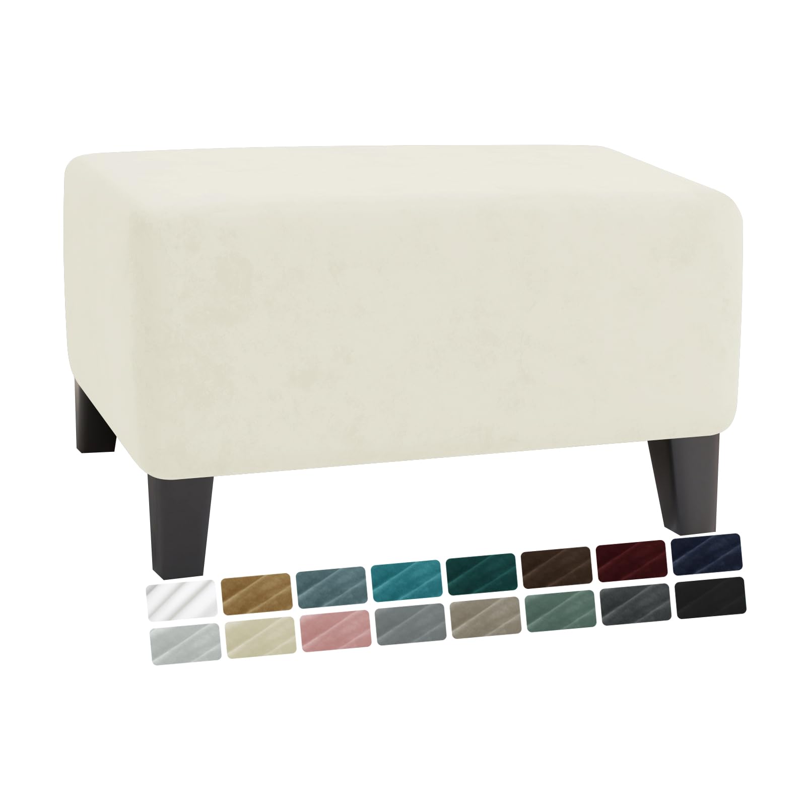 Photo 1 of MAXIJIN Velvet Ottoman Cover Rectangular Stretch Square Ottoman Covers Slipcover Rectangle Washable Foot Stool Cover Thick Storage Protector with Elastic Bottom (Ottoman XX-Large, Beige)