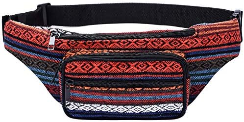 Kayhoma Boho Fanny Pack Stripe Festival Bum Bag Travel Hiking Hip Waist Bag