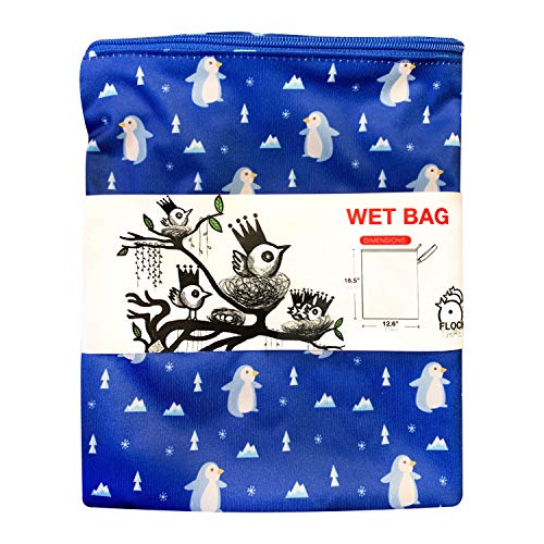 Washable and Reusable Wet Bag, Diaper Bag, Water Resistant Swimming Bag, Travel Toiletries Pouch, Yoga Gym Bag, Penguins, 1 Pcse 12.6'' x 16.5'' - Thumbnail 6