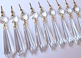 Asfour 10 Large Clear Crystal Chandelier 50mm Icicle U-drop Prisms Lamp Parts Brass Connectors