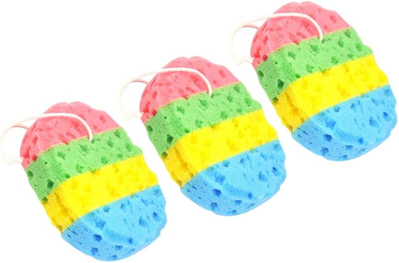 Artibetter 3pcs Shower Loofah Pouf Bath Sponge Exfoliating Body Scrubber