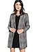 SheIn Women's Lapel Collar Coat Long Sleeve Plaid Blazer Outerwear Grey Large