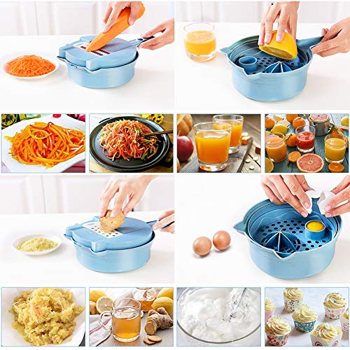 Vegetable Mandoline Slicer,Carry360 15 in 1 Veggie Spiralizer Cutter and Shredder- Wheat Straw Materials Multipurpose Julienne Grater with Guard for Fruit,Low Carb/Paleo/Gluten-Free Meals