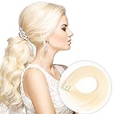 Tape in Human Hair Extensions 20 Inch 20pcs 50g/pack Silky Straight human Hair Extensions Bleach Blonde (#613 20inch)