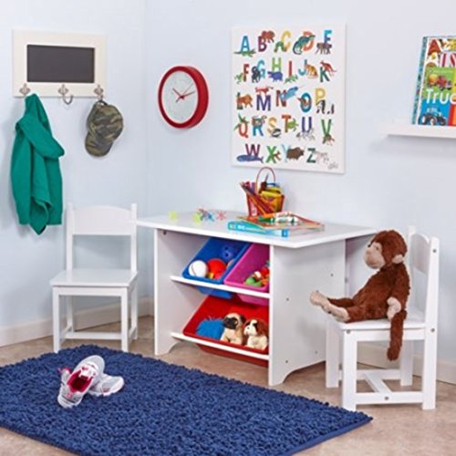 Kids Activity Table and Chairs Set with Storage Bins