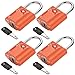 Forge Small TSA Approved Luggage Locks: Ultra Secure Dimple Key Travel Locks Alloy Body. for Luggage, Travel Cases, Backpacks, Orange 4 Pack.