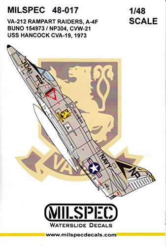 CAMMS48017 1:48 MilSpec Decals - A-4F Skyhawk VA-212 Rampart Raiders USS Hancock 1973 [WATERSLIDE DECAL SHEET]