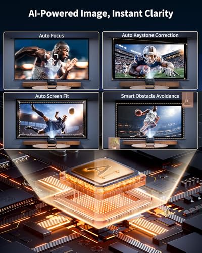 Smart Projector【Officially-Licensed Apps/Live TV】 Mini Projector 4K Support HDMI ARC, PUTRIMS S36 Native 1080P Portable Projector with AI Autofocus/Keystone, WiFi6/Bluetooth Projecteur with 330°Stand