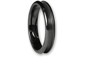 EASY INLAY Ceramic Black Slim Ring Core Blank for Inlay Jewelry Making (4mm, Size 7)