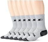 Starter Men's 6-Pack Athletic Crew Socks, Amazon Exclusive, Grey, Large (Shoe Size 9-12)