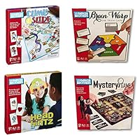 Parker Brothers 4-Pack Family Board Games - Climb and Slide - Brain Warp - Mystery Game - Head Hintz