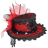 Rubies Red Mini Lace Hat with Hairclips for Adults, Women's No Size