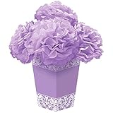 Amscan Lovely Damask Fluffy Flower Party Centerpiece, Lilac