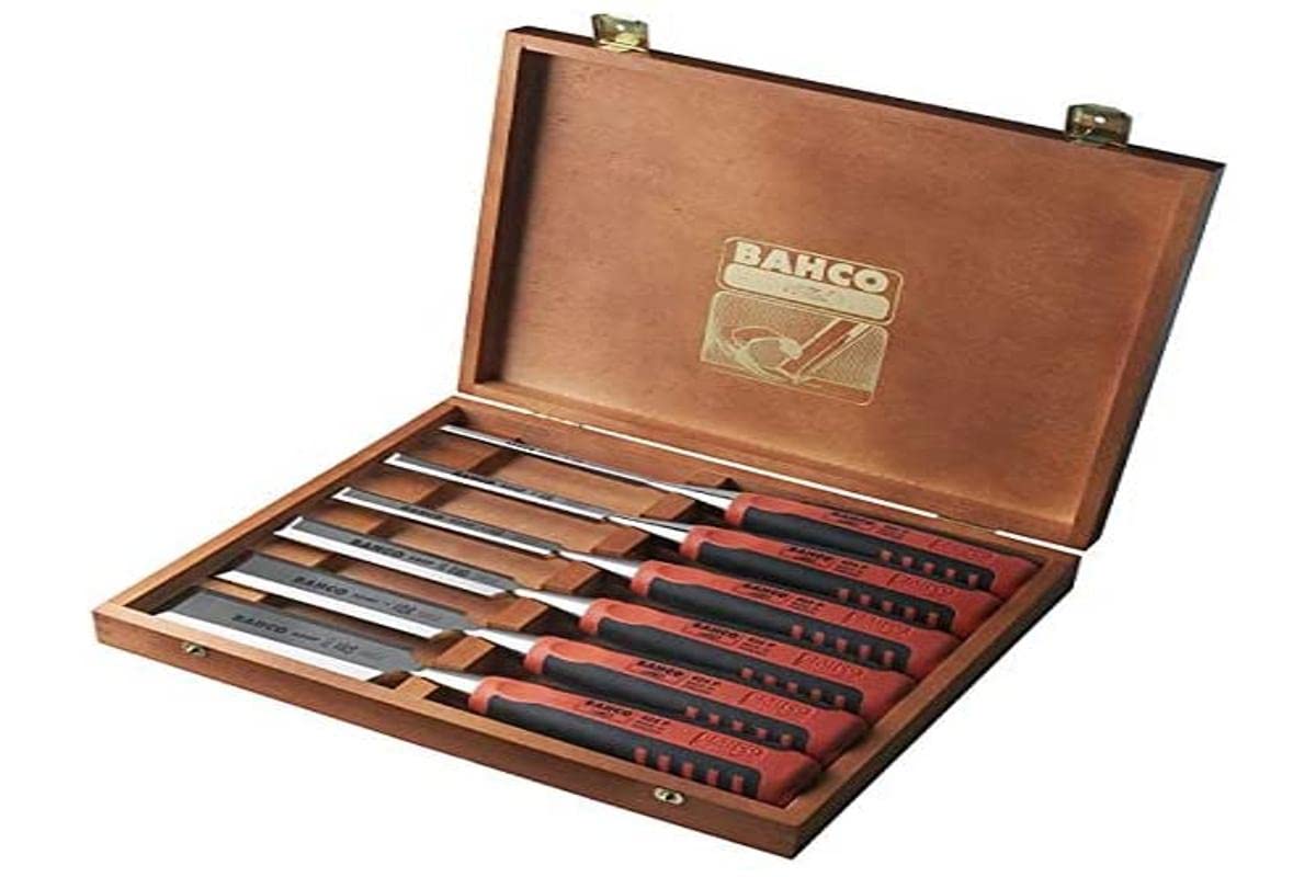 Bahco 424P-S6-GER Chisel in Wooden Box, Multi-Colour, 6/10/12/16/20/26 mm, Set of 6 Pieces