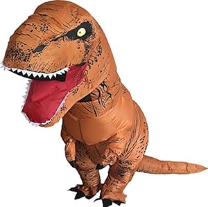 GoPrime T-rex Halloween Party Fancy Dress, Dinosaur Costume, Adult Size (Brown)