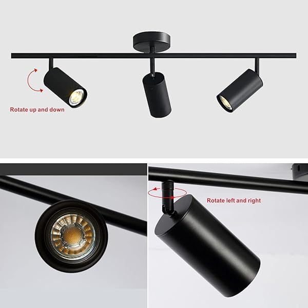 KCO LIGHTING MODERN MATTE BLACK TRACK LIGHTING 3-LIGHTS KITCHEN TRACK LIGHTING FIXTURES CEILING INDOOR FLUSH MOUNT CEILING SPOTLIGHTS DIMMABLE LED CEILING SPOT LIGHT (3-LIGHT)
