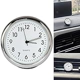 Acecharming High Accuracy Car Dashboard Clock Classic Table Mini Quartz Clock Car Onboard Small Round Luminated Clock (Size: 40 x 40 x 40 mm),White