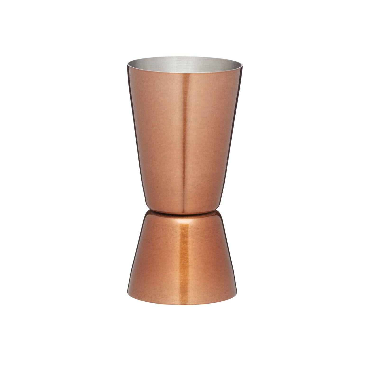 BarCraft Dual Cocktail Jigger and Spirit Measure, Stainless Steep with Copper Finish, 25ml and 50ml measures, Cooper