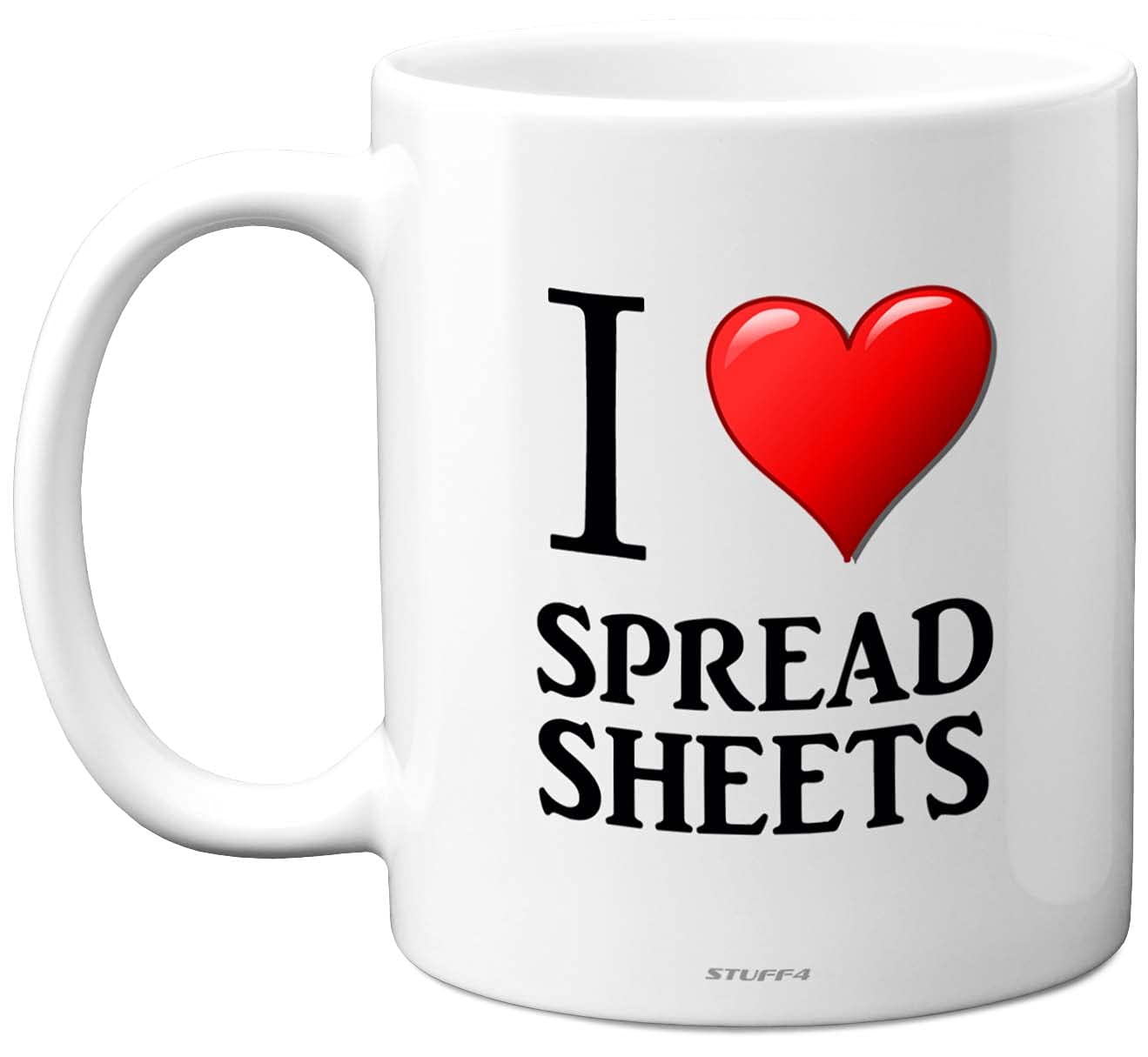 Stuff4 I Love Spreadsheets Funny Mug - Spreadsheet Mug - Excel Love Heart Exel Gifts Data for Men Women at Work Tea 11oz Ceramic Dishwasher Safe Premium