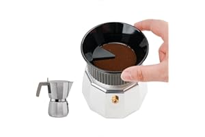 watchget Moka Pot Dosing Funnel - 60mm Espresso Coffee Dosing Ring, Plastic Powder Receiver and Distribution Tool for 6-Cup Moka Express Pot, Black