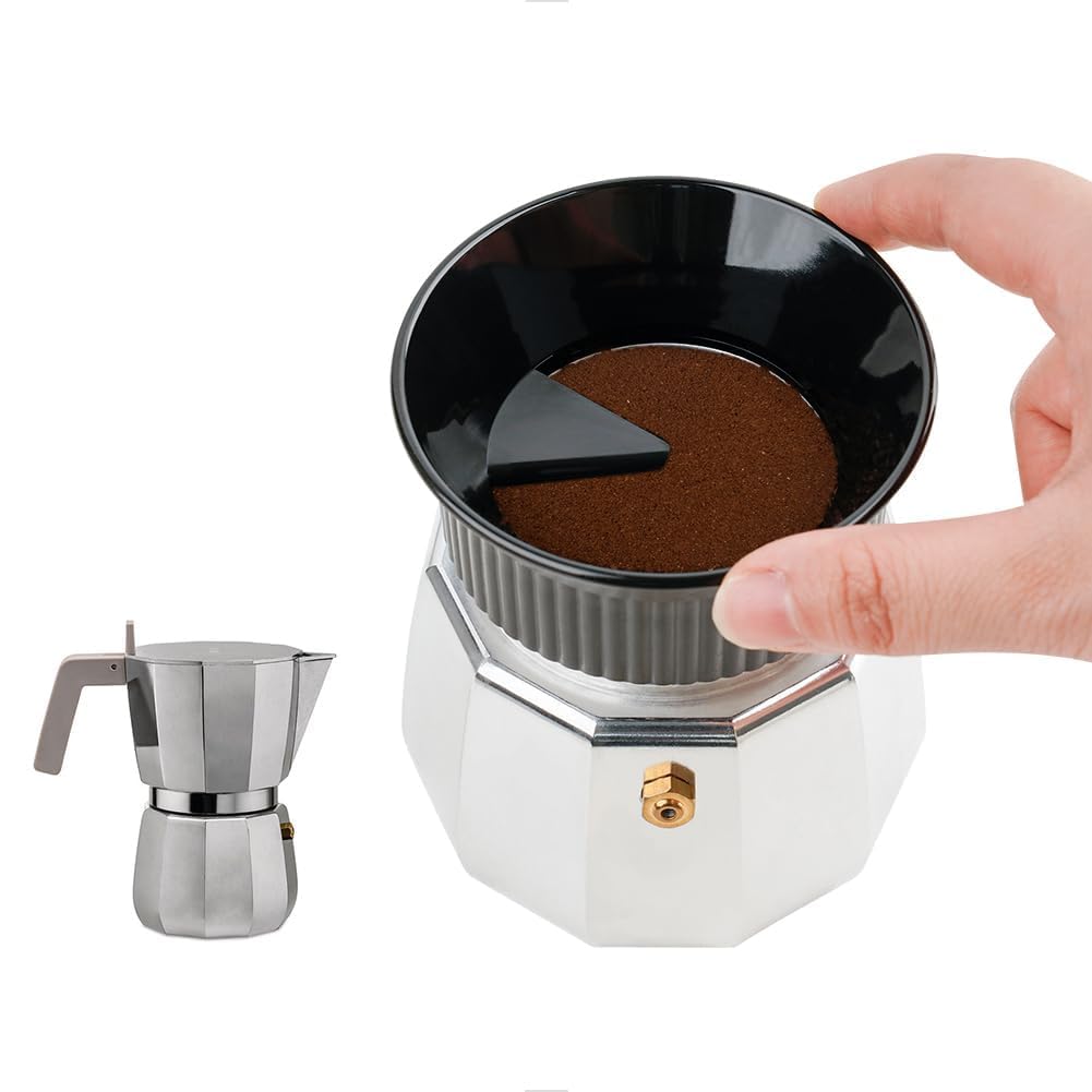 Photo 1 of watchget Moka Pot Dosing Funnel - 60mm Espresso Coffee Dosing Ring, Plastic Powder Receiver and Distribution Tool for 6-Cup Moka Express Pot, Black