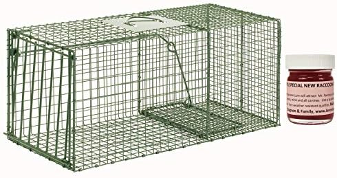HD Large Cage Trap Model 1112 Standard Single Door Cage Trap with 1 oz Lenon Lure's Special Raccoon #2 Included