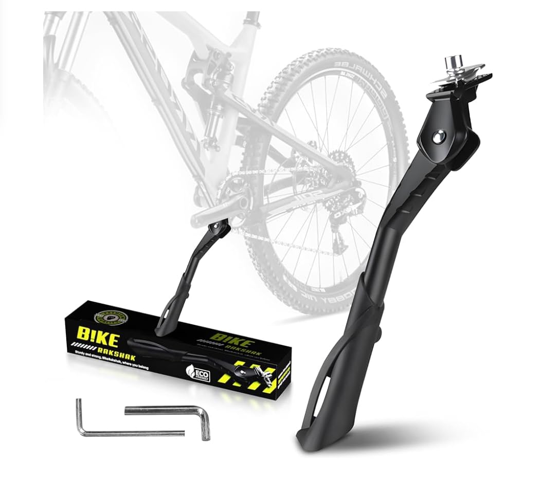 B!keRakshak Bicycle Stand for 24-29 Inch - Height-Adjustable, Non-Slip Side Stand with Nubs, Maximum Load 35 kg - Sturdy Stand for MTB, Trekking Bikes, City Bikes & Commuter Bikes
