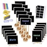 Supla 20 Pcs 3 Style Mini Chalkboard Tabletop Signs with Stand Place Holders Candy Food Dessert Markers Table Setting Signs Party Wedding Message Memo Board Buffet Table Number Name Plant Signs