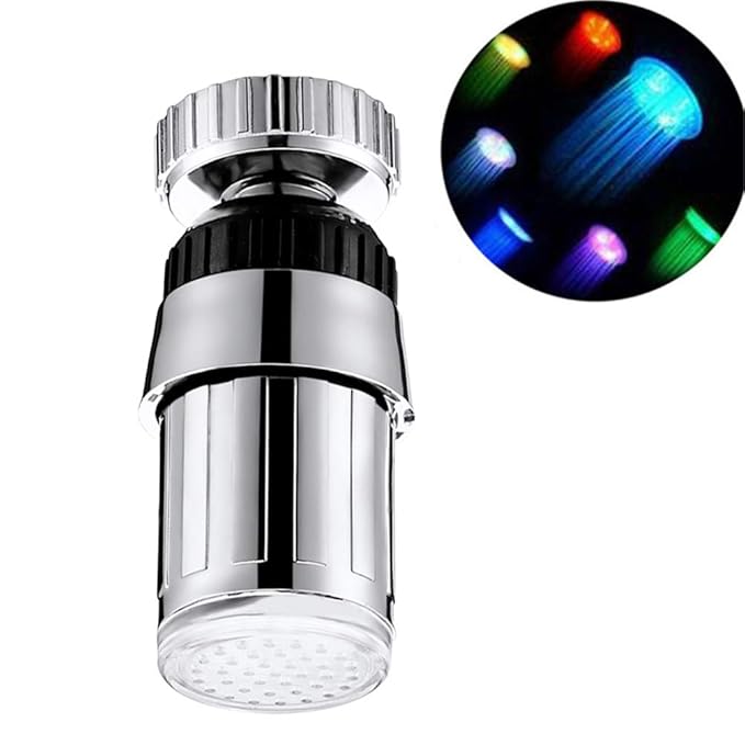 BESTONZON LED Light Bathroom Basin Tap with Temperature Sensor 360 Degrees Rotation Waterfall LED Lamp Faucet