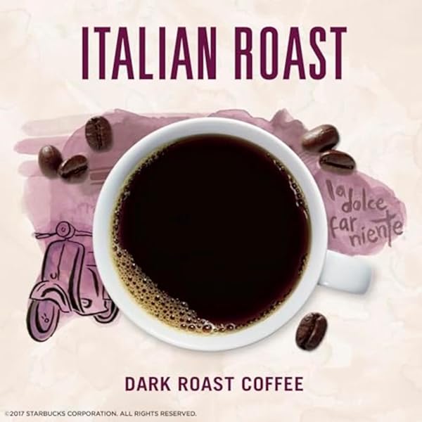 STARBUCKS VIA INSTANT COFFEE, DARK ROAST COFFEE, ITALIAN ROAST, 100% ARABICA, 1 BOX (50 PACKETS)