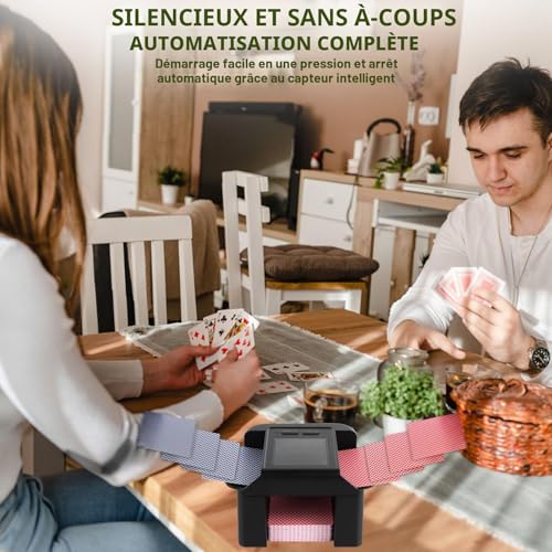 Melangeur de Carte Électronique Rechargeable, 2000mah Batterie Rechargeable Melangeur Carte, Mélangeur de Cartes à Jouer Rapide Mélangeur de Cartes à Faible Bruit pour UNO Poker Skyjo Skip-Bo