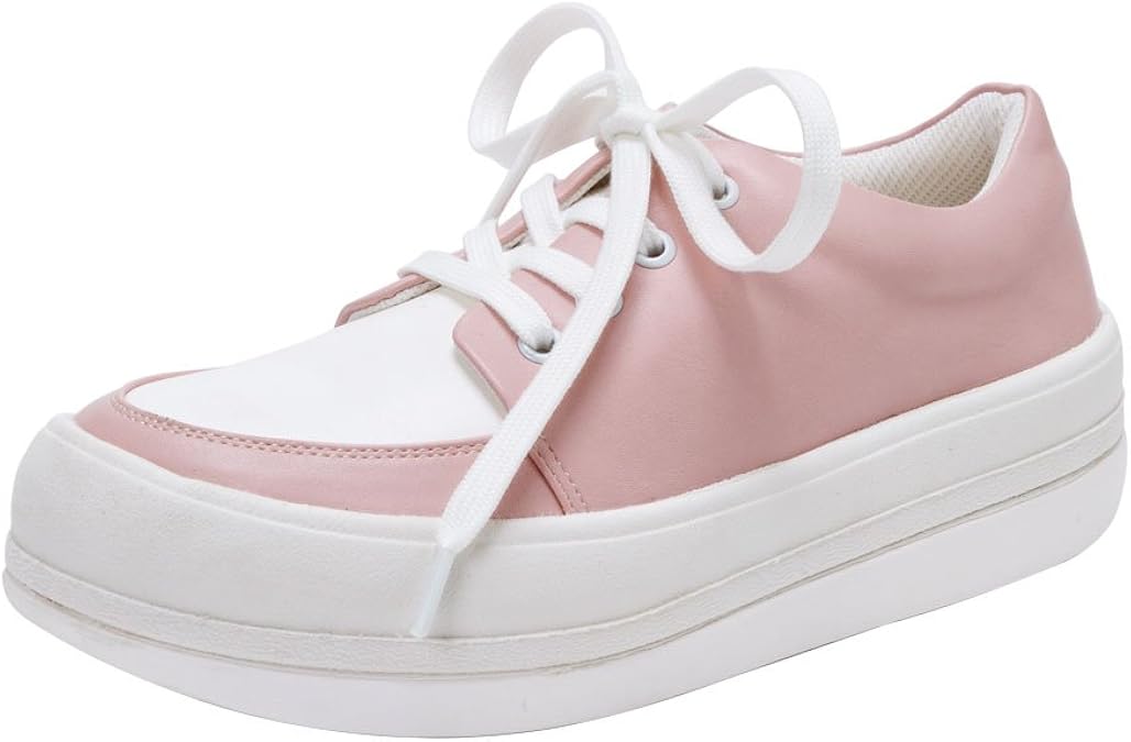 Amazon ディアマイラブ 夢展望 ゆめかわ シンプル 厚底 レースアップ スニーカー M ペールピンク レディース スニーカー