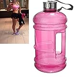 2.2 Litre Water Bottle,BPA Free Half Gallon Water Bottle - Drinking Container Jug - Resin Fitness Bottle for Gym,Dieting,Bodybuilding,Outdoor Hiking & Office Leisure Fitness By SGODDE Light Pink