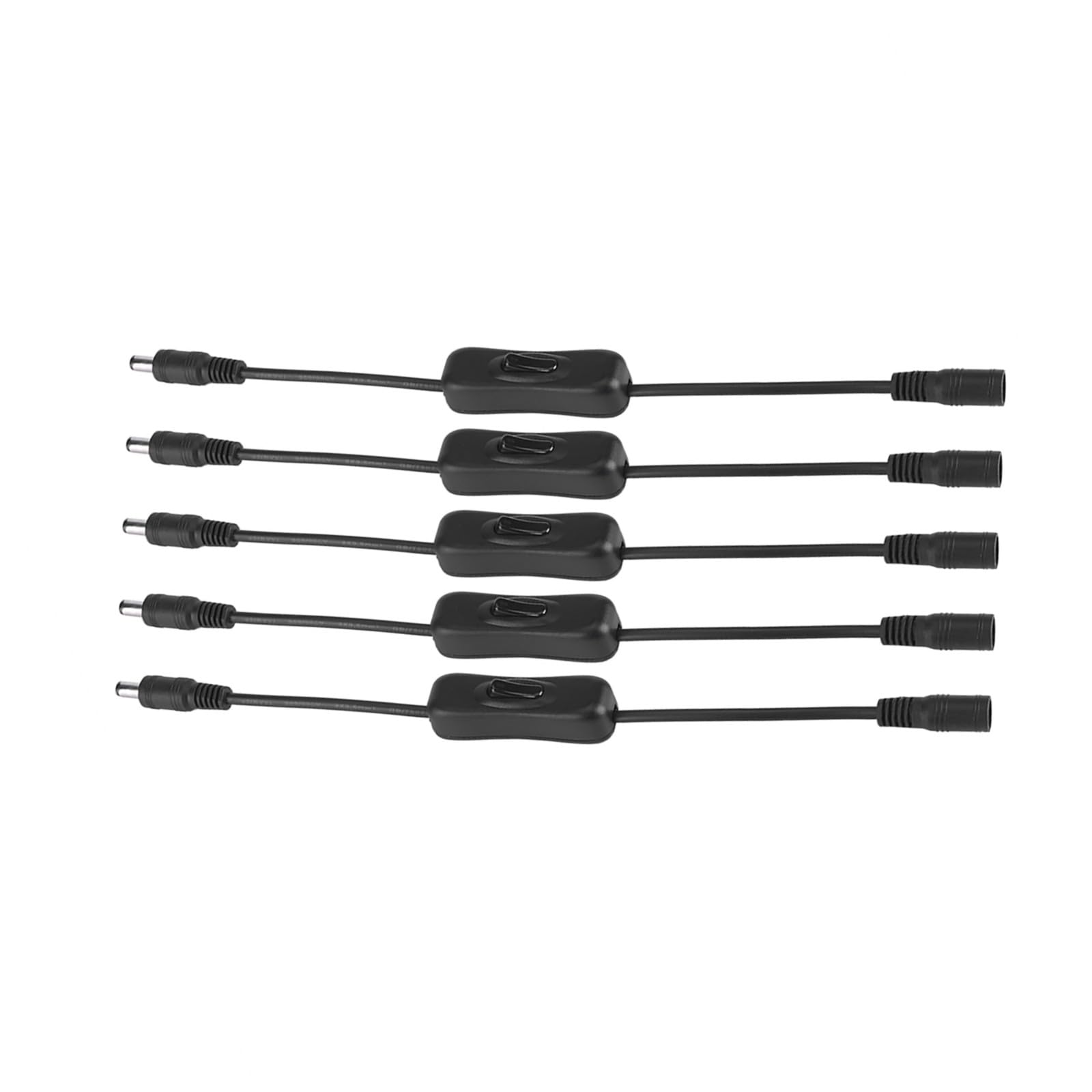 DC 12V Inline Switch, 5pcs LED Strip Light On/Off Switch DC Jack (5.5x2.1mm) Cable with Male to Female Connectors for LED Tape Light, DC Switch Power Adapter Connectors(Black)