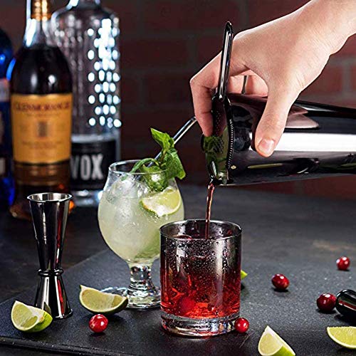 LKNJLL Cocktailshaker Bar-Werkzeug-Satz (14 Stück) gebürstetem Edelstahl Barkeeper Kit, mit All Bar-Zubehör, barsieb… – Bild 6