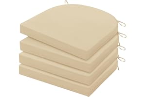 HARBOREST Outdoor Chair Cushions Set of 4 - Round Corner Water Resistant Outdoor Cushions for Patio Furniture - Patio Furniture Cushions with Ties, 17"x16"x2", Beige