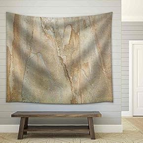 Texture Background of a Flat Yellow and Gray Slate Rock Tile - Fabric Wall Tapestry Home Decor - 51x60 inches