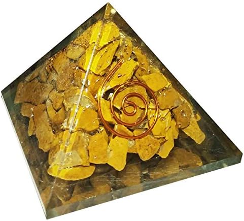 Yellow Jasper Stone Pyramid Healing Crystals Reiki Organite Pyramid Reiki Spritual Gift With Red Gift Pouch