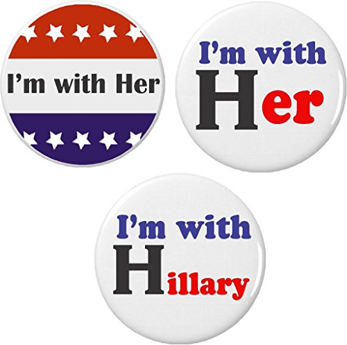 Set 3 I'm with Her Hillary H 1.25' Buttons Pins Vote Clinton for President
