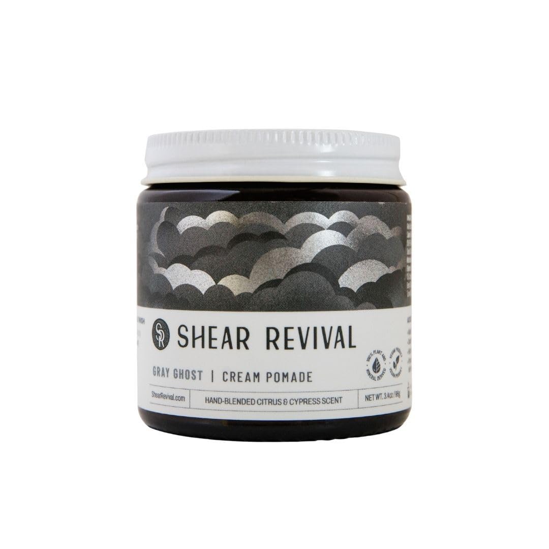 Shear Revival Gray Ghost Cream Pomade – Strong Hold Hair Styling for Men – Matte Finish, Lightweight & Vegan Formula – 96g