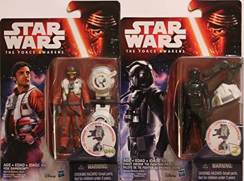 Star Wars Episode VII The Force Awakens 3.75" First Order Tie Pilot &amp; X-Wing Pilot Poe Dameron Troop Builder Action Figures - Set of 2